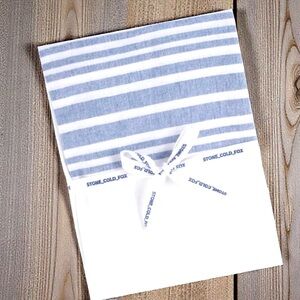 NEW (2) Tea Towels Kitchen Blue Striped Stone Cold Fox Cotten Blend Linens